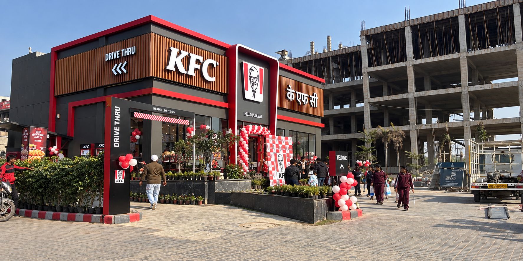 KFC drive-thru decorated for opening day